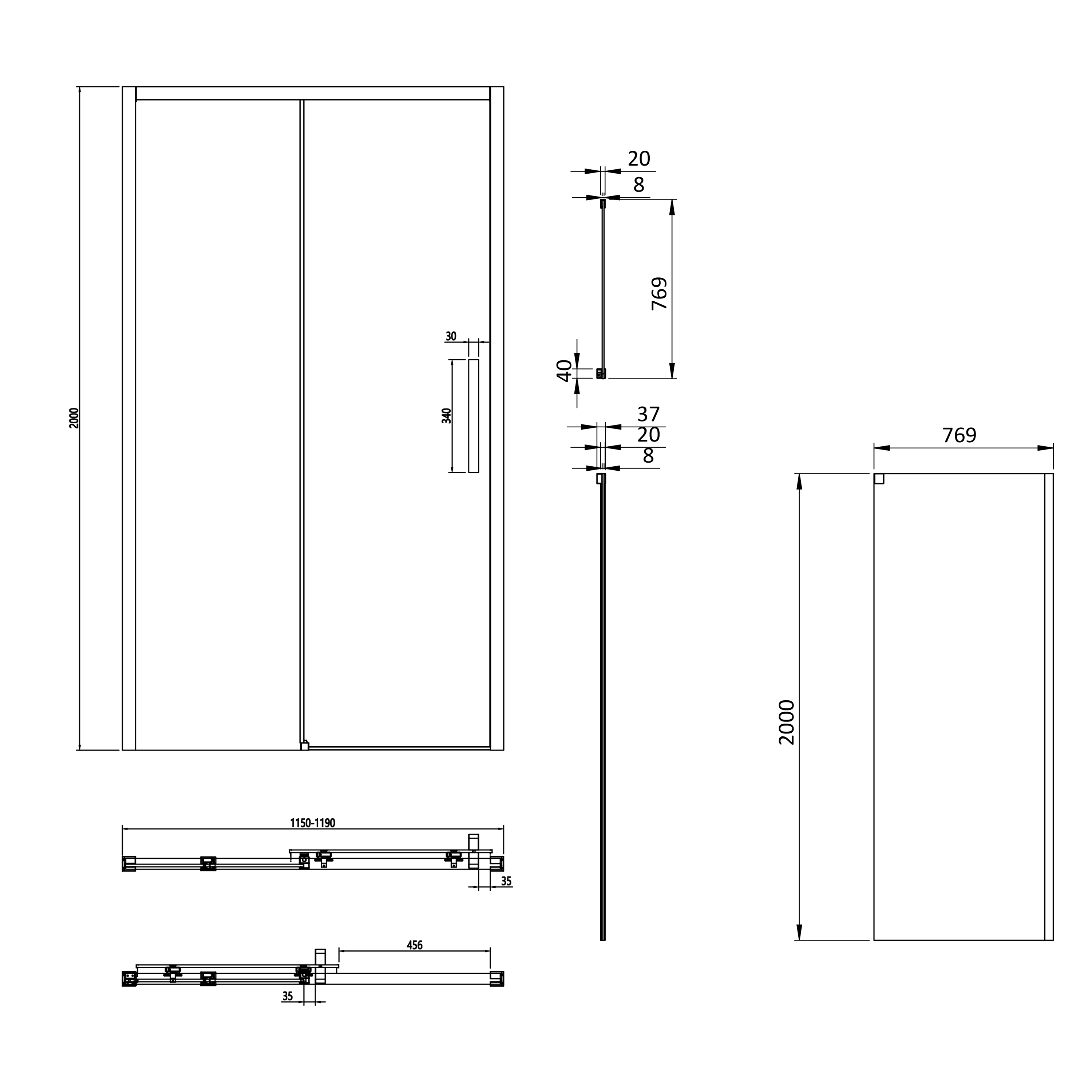 Crosswater Asura 8mm Polished Stainless Steel Sliding Shower Door & Optional Side Panel