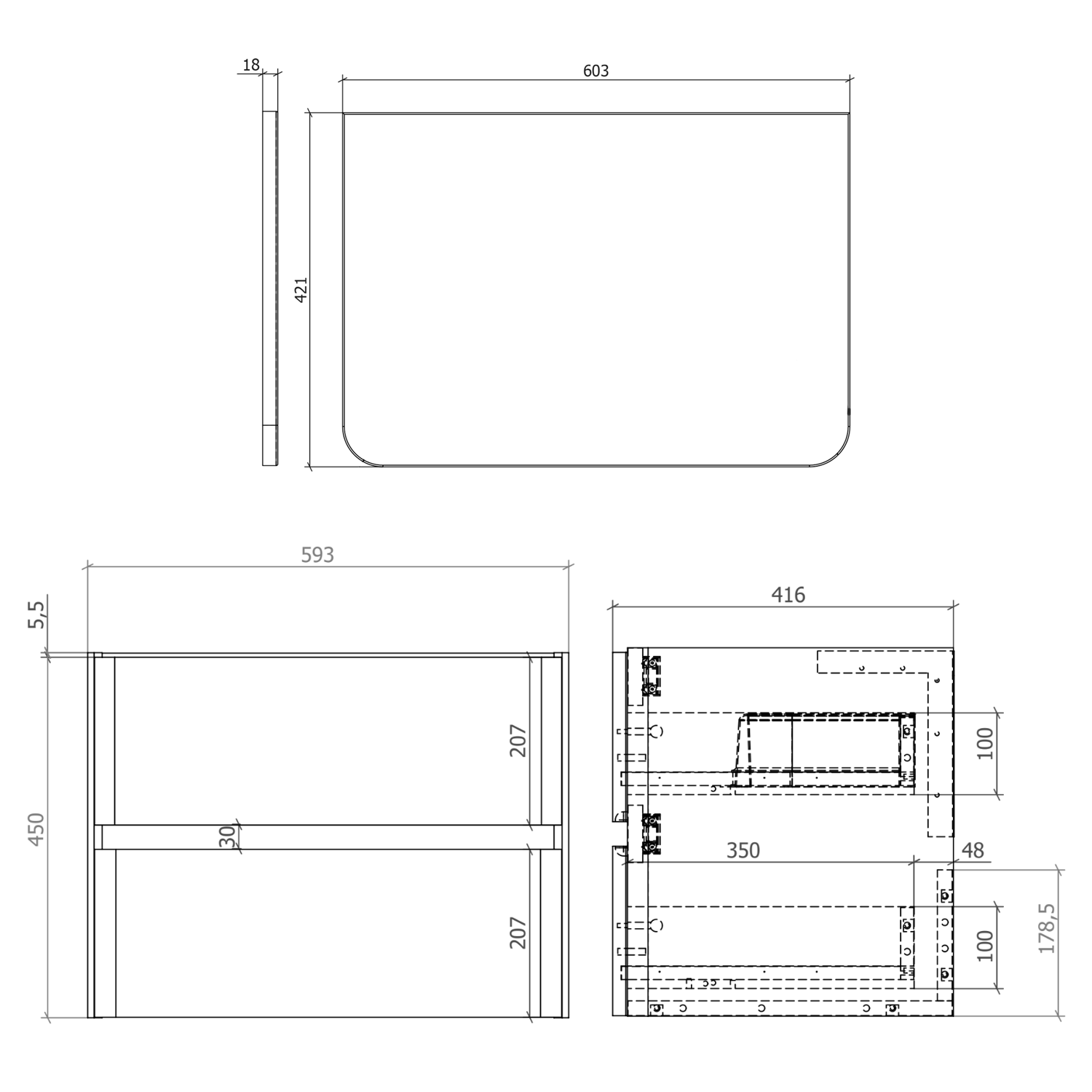 Drench Origin 600mm Wall Mounted Vanity Unit & Countertop