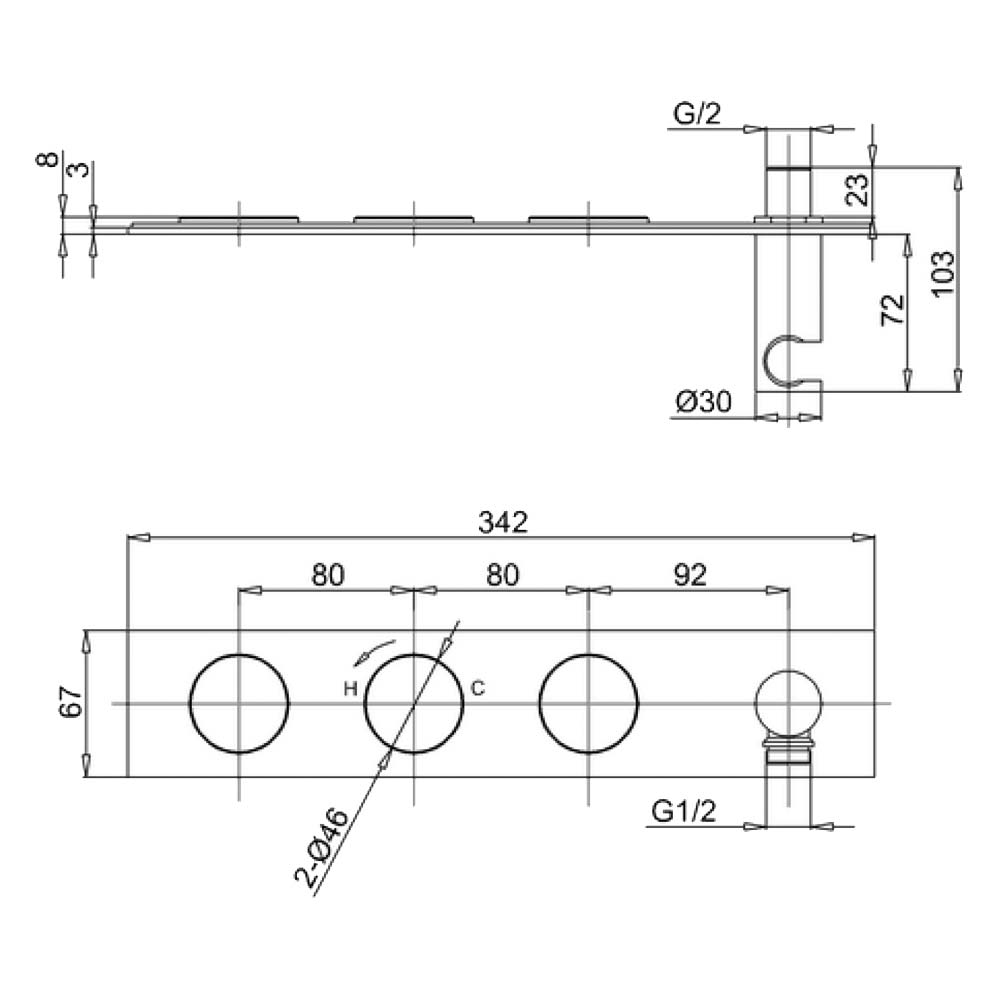 Crosswater Kai Lever Concealed Thermostatic Shower Valve with 2 Way Diverter & Shower Kit