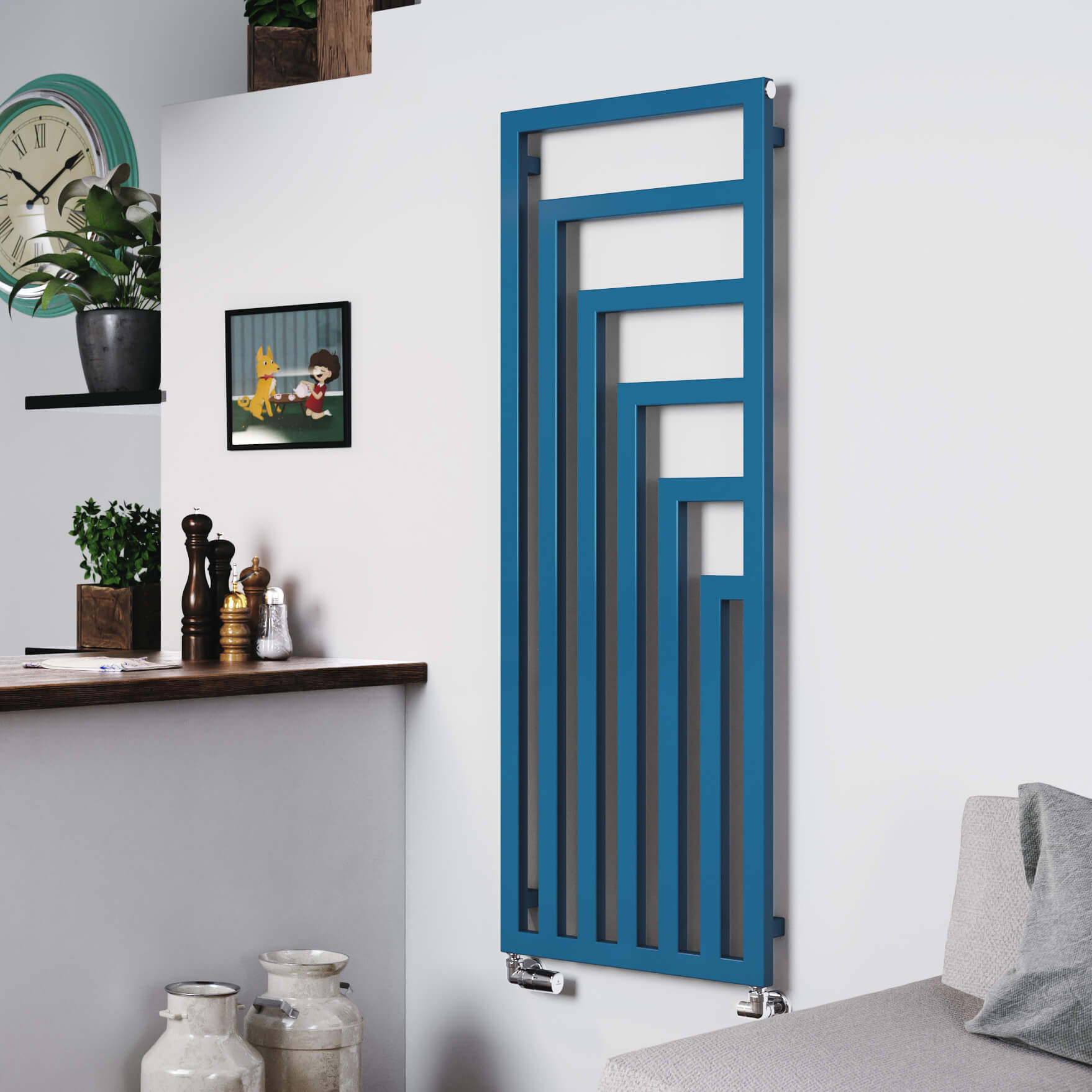 Terma Angus Vertical Designer Radiator - Azure Blue - 1460 x 520mm