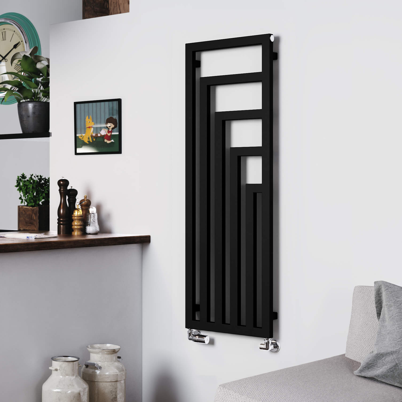 Terma Angus Vertical Designer Radiator - Heban Black - 1300 x 440mm