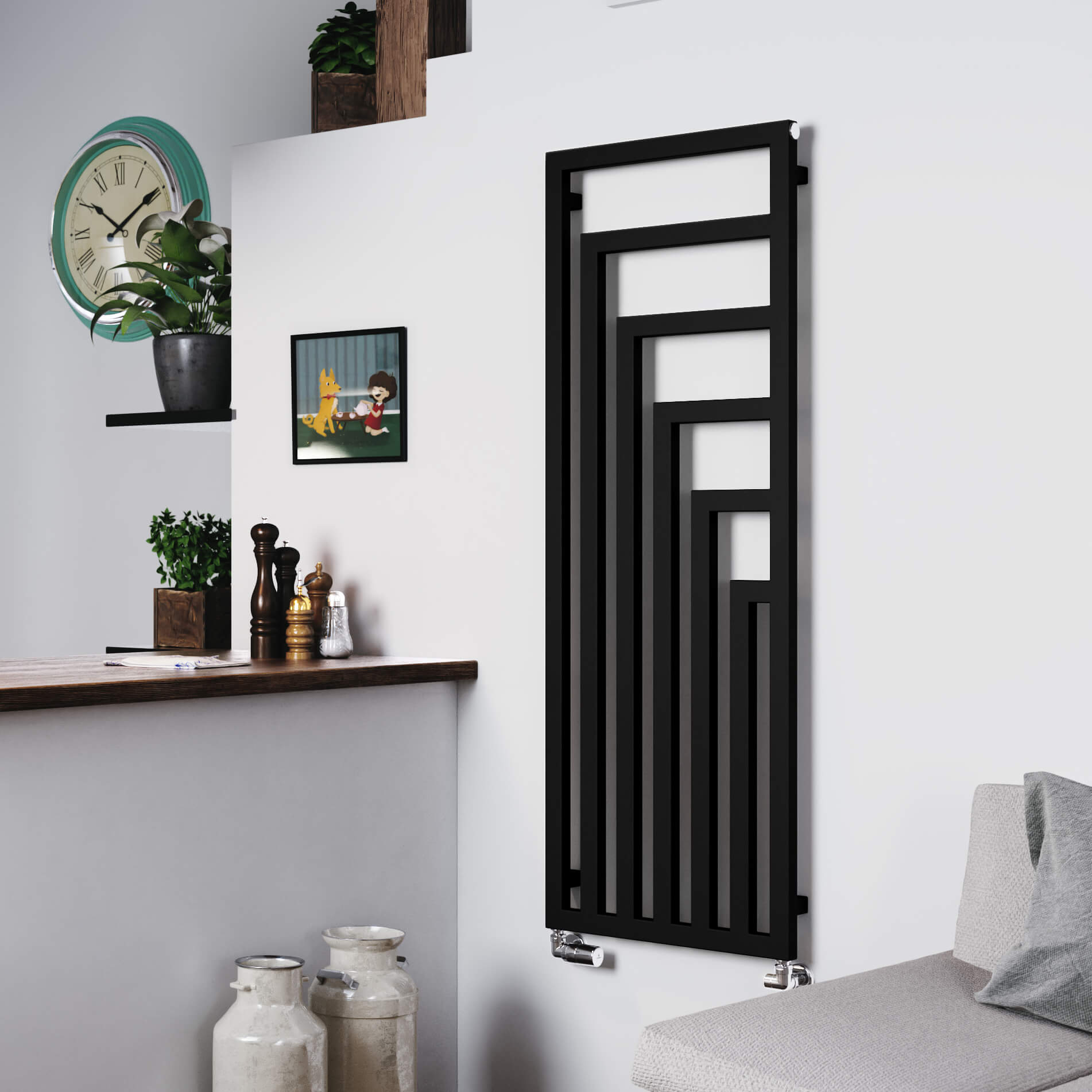 Terma Angus Vertical Designer Radiator - Heban Black - 1460 x 520mm