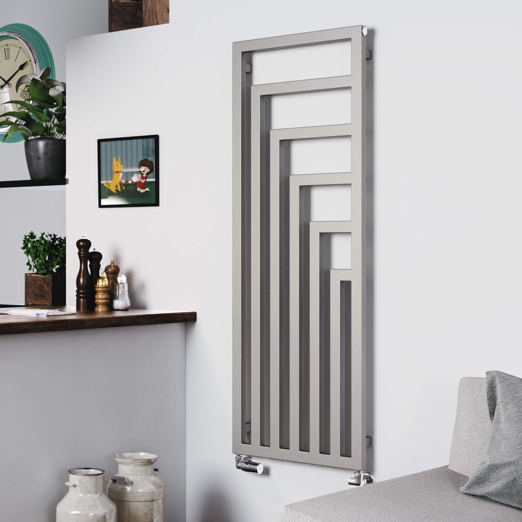 Terma Angus Vertical Designer Radiator - Matt Nickel - 1460 x 520mm