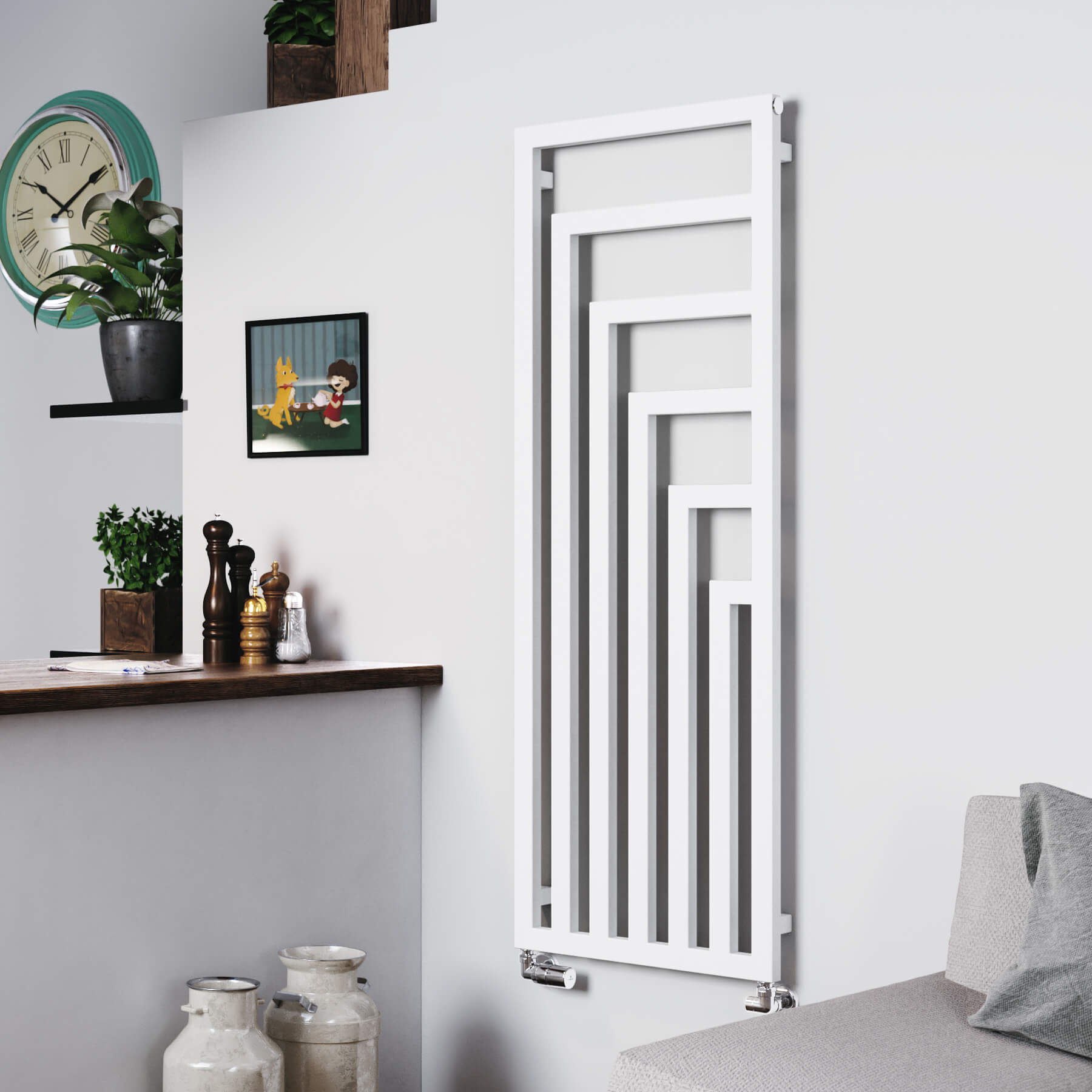 Terma Angus Vertical Designer Radiator - Traffic White - 1460 x 520mm
