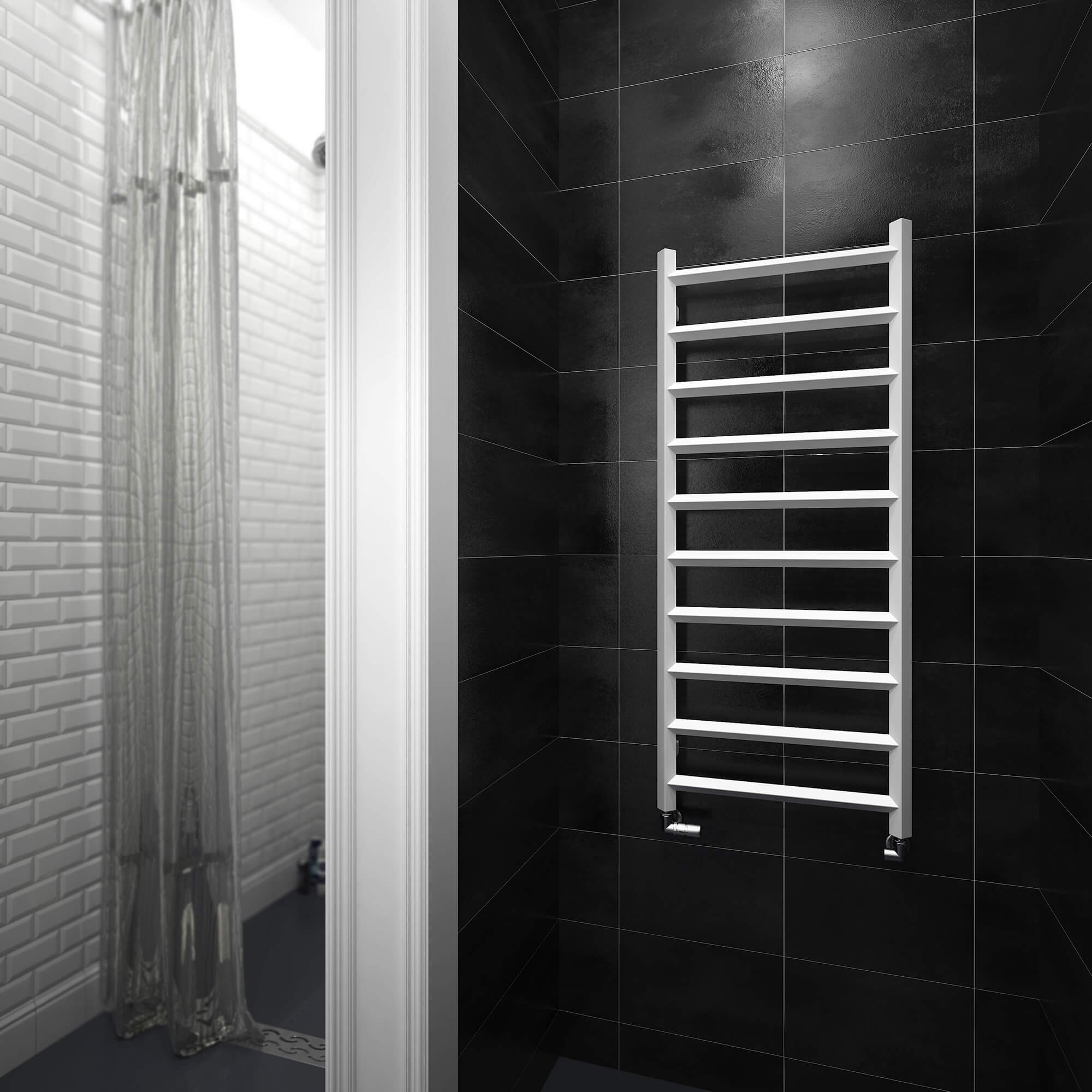 Terma Crystal Ladder Heated Towel Rail - Traffic White - 1200 x 500mm