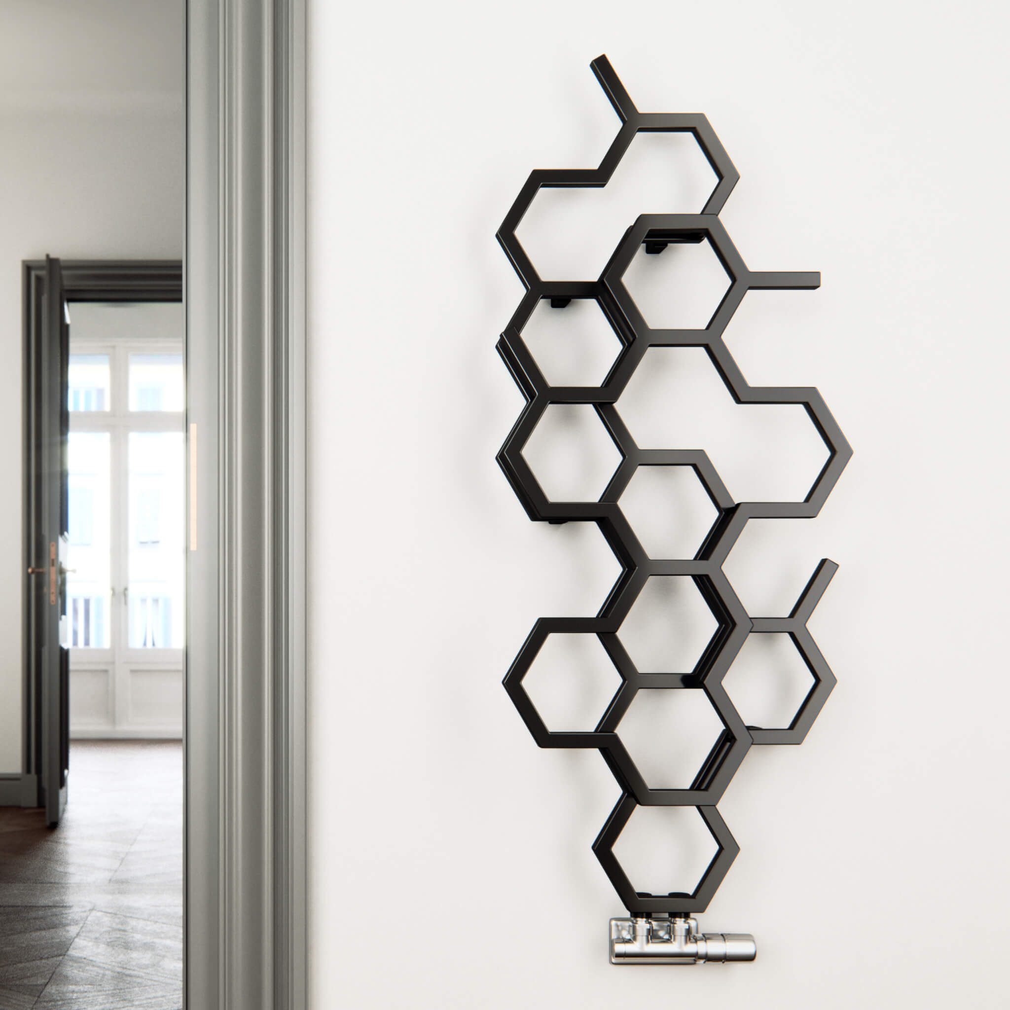 Terma Hex Steel Designer Radiator - Matt Black - 1200 x 486mm