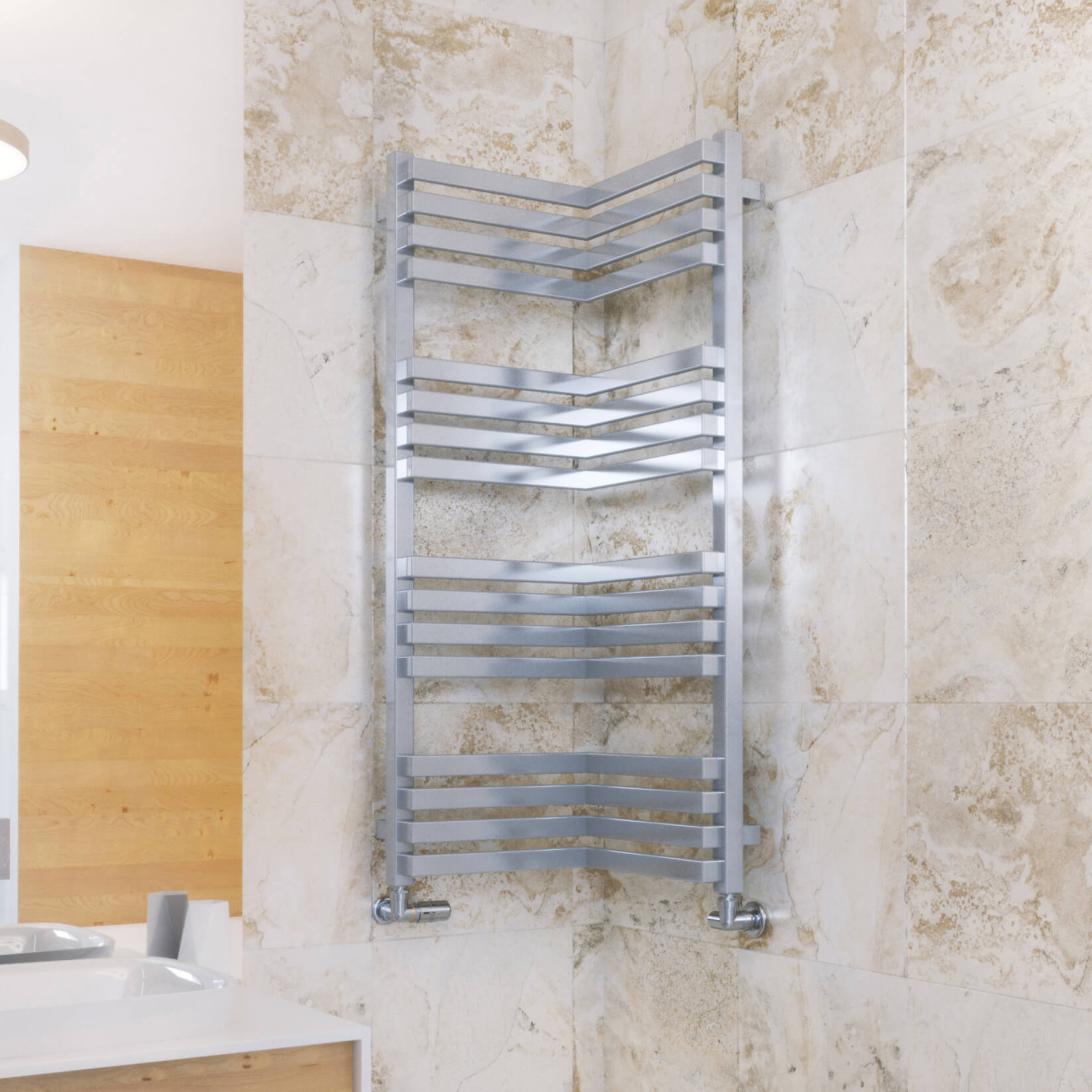Terma Incorner Designer Heated Towel Rail - Chrome - 1005 x 350mm