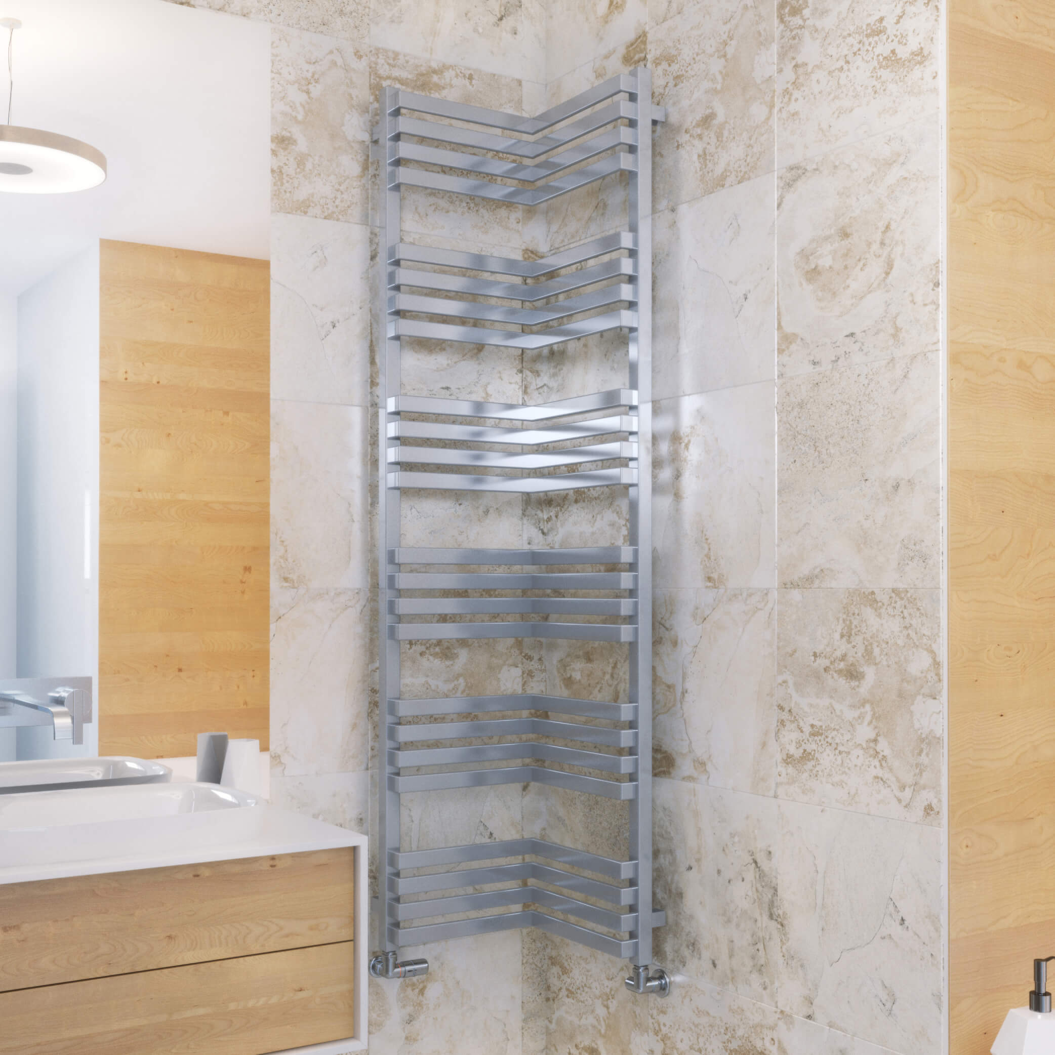 Terma Incorner Designer Heated Towel Rail - Chrome - 1545 x 350mm