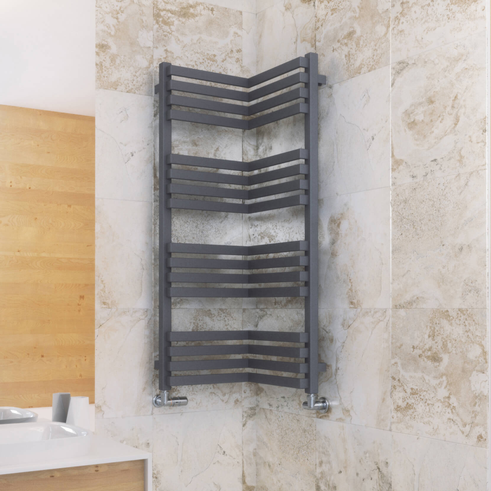 Terma Incorner Designer Heated Towel Rail - Modern Grey - 1005 x 350mm